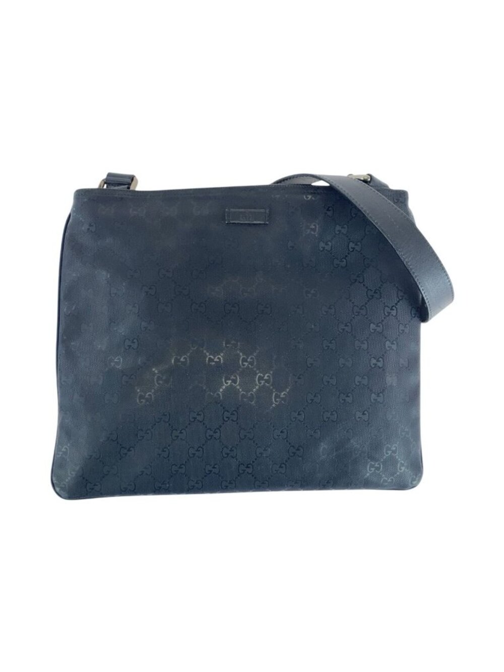 Gucci GG Supreme Navy Silver Canvas Leather Shoulder Bag